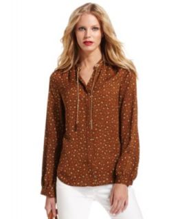 TWO by Vince Camuto Top, Long Sleeve Silk Blouse   Womens Tops   