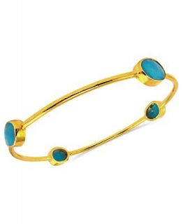 18k Gold Over Sterling Silver Bracelet, Turquoise Bangle Bracelet (7