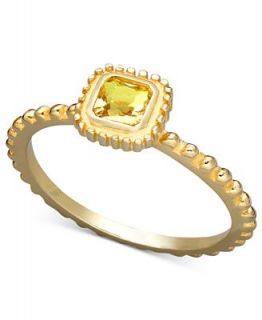 Studio Silver 18k Gold over Sterling Silver Ring, Yellow Cubic