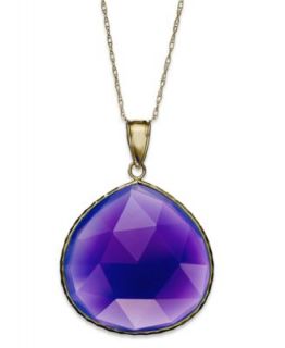 10k Gold Necklace, Pear Cut Purple Chalcedony Pendant (19 ct. t.w.)