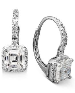 Brilliant Sterling Silver Earrings, Princess Cut Cubic Zirconia