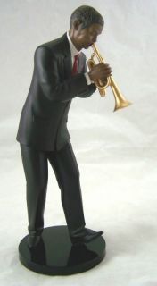 Trumpet Player Black Ebony Man Jazz Figurine Music