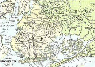 1898 Long Island New York Color Atlas Map Brooklyn Kings etc 114 yrs