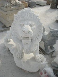 Hand Carved Marble Roaring Standing Lions Lion 4