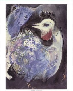 Marc Chagall Print Horse Chicken Flowers and Feathers