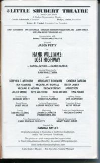 Jason Petty Hank Williams Lost Highway Signed Autograph Playbill