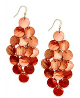 Style&co. Earrings, Gold Tone Coral Colored Disc Drop Earrings