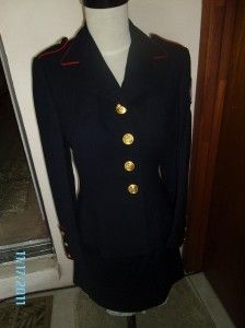 USMC Marine Corps Woman Blue Dress Uniform Jacket&Skirt100% Wool 10R