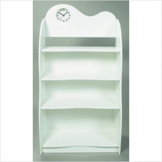 Gift Mark 47 H Four Tier Bookcase with Clock in White   2072w