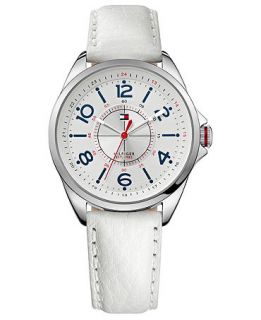 Tommy Hilfiger Watch, Womens White Leather Strap 36mm 1781261   All