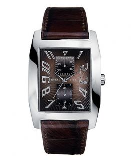 GUESS Watch, Mens Brown Leather Strap 38mm G85746G   All Watches