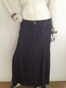 Marks Spencer Black Denim Skirt Trendy Style Shape Size 12 Length 36