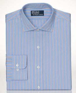 Polo Ralph Lauren Dress Shirt, Fitted Orange and Blue Stripe Shirt