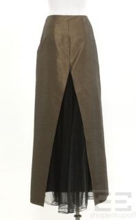 Maria Pinto 3pc Bronze Taffeta Black Sleeveless Top Skirt Stole Set
