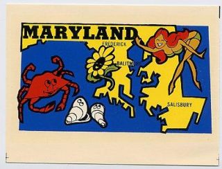 Vintage Maryland State Auto Vacation Travel Water Decal Souvenir