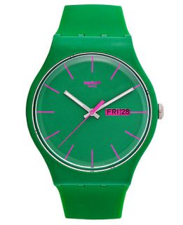 Swatch Watch, Unisex Swiss Green Rebel Green Silicone Strap 41mm