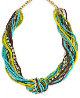 INC International Concepts Necklace, 12k Gold Plated Blue Seed Bead