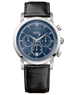 Hugo Boss Watch, Mens Chronograph Black Leather Strap 42mm HB1013