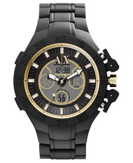 Armani Exchange Watch, Mens Analog Digital Black Silicone Strap