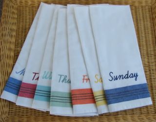 Martha Stewart Day of Week Towels to Be Embroidered