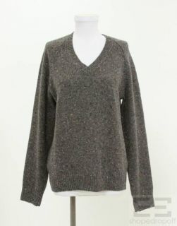 Martin Margiela Grey Brown Wool Cashmere V Neck Sweater Small