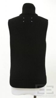 Martin Margiela Black Ribbed Knit Zip Up Sweater Vest Size L