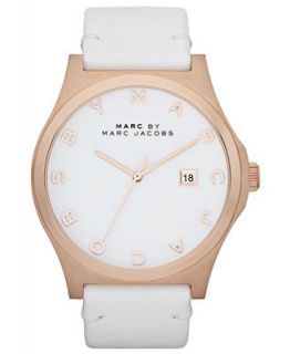 Marc by Marc Jacobs Watch, Womens Henry White Leather Strap 43mm