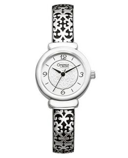 Caravelle by Bulova Watch, Womens Silver Tone Patterned Bracelet
