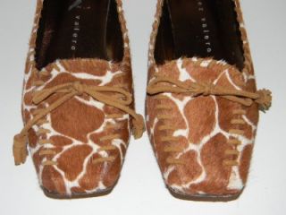 Martinez Valero Brown White Pony Horsehair Giraffe Print Shoes Sz 6
