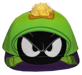Marvin The Martian Looney Tunes Face Adult Adjustable Flat Bill Hat