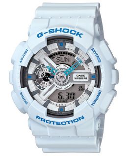Shock Watch, Mens Analog Digital White Resin Strap 51x55mm GA110SN