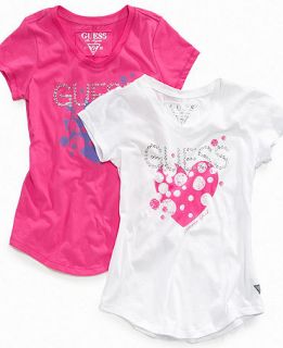 GUESS Kids Shirt, Girls Graphic Heart Tee   Kids Girls 7 16