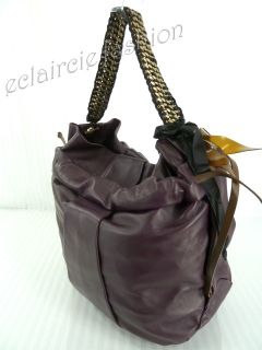 Marni Embellished Purple Leather Woven Chain Handle Tote Shoulder Bag