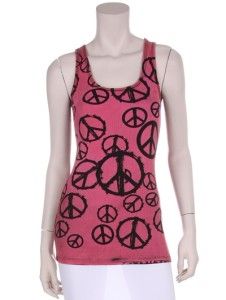 Peace Sign Graphic Lucky Sexy Vintage Design Beige Hot New Tank Tops