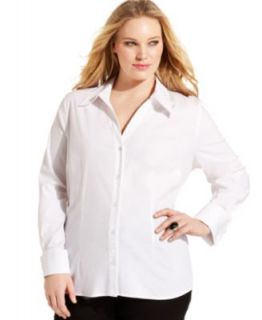 INC International Concepts Plus Size Top, Long Sleeve French Cuff
