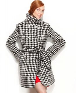 Calvin Klein Coat, Houndstooth Check Belted Double Breasted