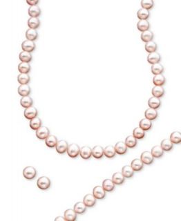 Sterling Silver Jewelry Set, Pink Cultured Freshwater Pearl and
