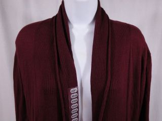 New Matty M Womens Cardigan L s Wrap Sweater Burgundy L