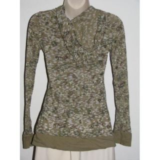 Maurices Sage Green Paisley Hooded Thermal Waffle Knit 1 2 Button Top