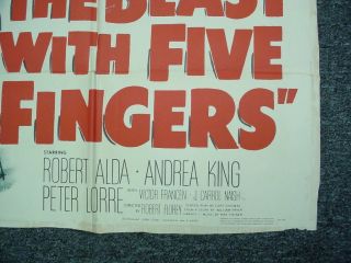 WITH FIVE FINGERS 1946 One Sheet Movie Poster PETER LORRE Max Steiner