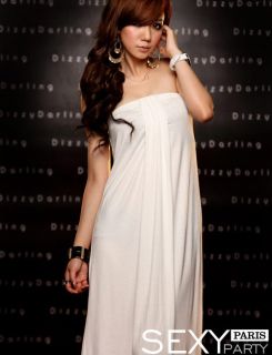 Sexy Strapless Simple Design Cotton Maxi Dress 2 Colors ABC1797