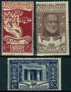 Italy 1922 Mazzini Remembrance Set AFA 131 33 $ 80 MNH