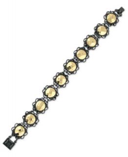 2028 Bracelet, Hematite Tone Jet Crystal Stretch Bracelet   Fashion
