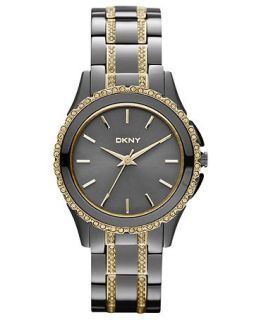 DKNY Watch, Womens Crystal Two Tone Ion Plated Stainless Steel