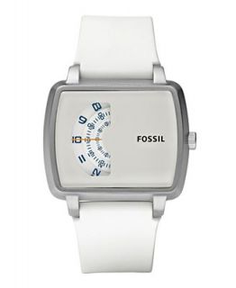Fossil Watch, Mens Roulette White Silicone Strap 33x40mm JR1287