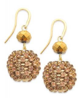 Alfani Earrings, Goldtone Textured Bead Drop Earrings