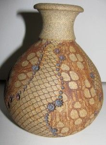 Post Modern Robert Maxwell Era McWhirter Pottery Vase Snakeskin Design