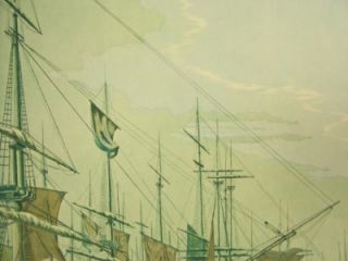Sidney L Lucas Aquatint Print Pier Ships McKibben 20x15