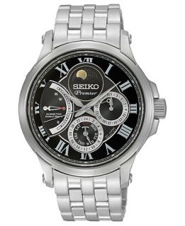 Seiko Watch, Mens Premier Kinetic Stainless Steel Bracelet 41mm