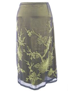Megan Park Chrysanthemum Lime Silk Skirt Sz 1 $500